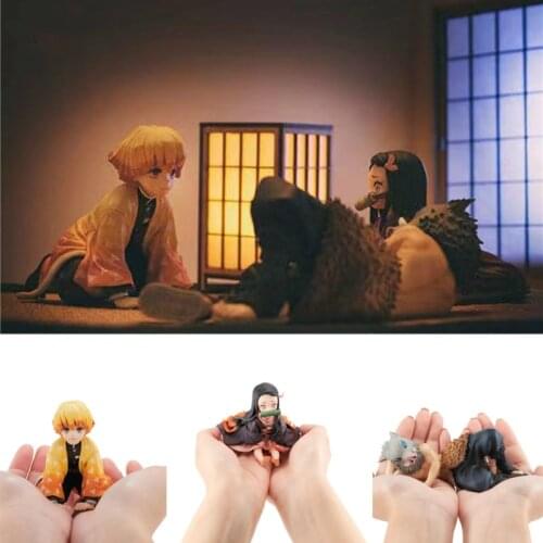 Devils Blade Anime Figure Nezuko Tanjirou Inosuke Demon Slayer 1/12 PVC Action Figures Kimetsu No Yaiba Collectible Model Toys