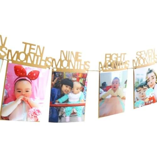 1st Birthday Photo Frame 1-12 Months Babys Photo Frame Baby Shower Photo Holder Kids Birthday Party DIY Gift Room Decorations