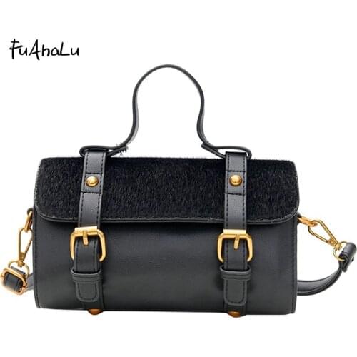 FuAhaLu Womens autumn and winter new style simple shoulder diagonal Boston bag