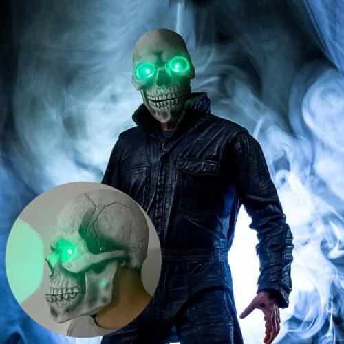Halloween LED Lazer Eyes Skull Mask Movable Mouth Luminescent Eyes Halloween Cosplay Devil Ghost Horror Mask Cosplay Props