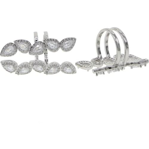 Bling bling tear drop cz paved adjustable finger rings birthday festival big free size rings for engagement ring wholesale