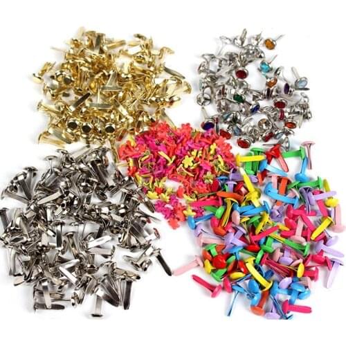 100PCS 8*17mm Metal Round Decorative Nails Rotating Buttons Brads Gift Accessories Childrens handmade DIY materials