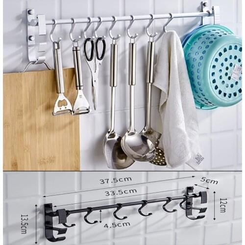 Kitchen Gabgets Cupboard 6 Hook Home Organizer Storage Rack Pantry Chest Tools Towels Hanger Wardrobe Towel Rack Storage Shelf