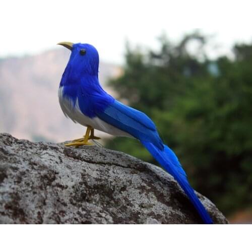 Small cute simulation blue bird model foam& furs beautiful bird model gift about 22cm 1143