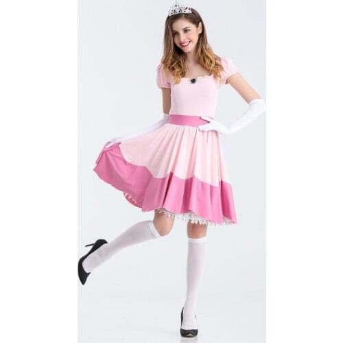 Victorian Gothic Pink Short Sleeve Fancy Dress Pricess Game Cosplay Masquerade Costumes Uniforms Halloween Costume For Women