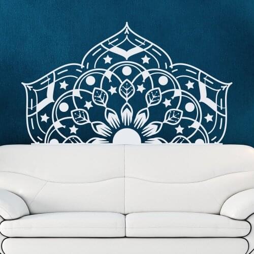 Half Mandala Wall Decal Yoga Studio Sticker Bohemian Style Bedroom Fashion Home Decor Art Mural Living Room Window Design LA754