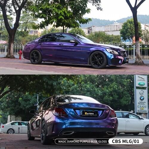 PVC Car Vinyl Stickers Diamond Chameleon Wrap Film Color Change Blue And Purple For Full Car Body