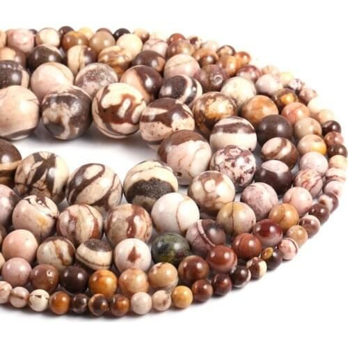 Natural Australian Zebra Beads Round Shape Agates Stone Loose Beads 4 6 8 10 12 MM Pick Size for Jewelry Making 15" Strand