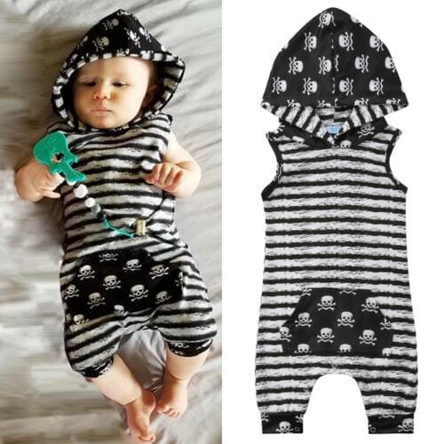 Newborn Babys Boys Clothes Hooded Tops Sleeveless Romper Palysuit Jumpsuit Outfits