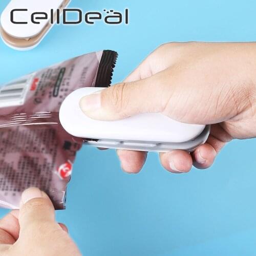 Portable Mini Sealing Machine Household 2 In1 Vacuum Food Sealer Heat Sealer Handheld Kitchen Storage Plastic Bag Package Achine