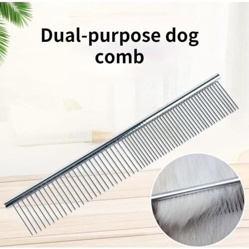 Stainless Steel Pet Comb Dog Grooming and Dense Dual Purpose Pet Hair Remover Pet Grooming Dog Brush Pet Accessories Suuplies