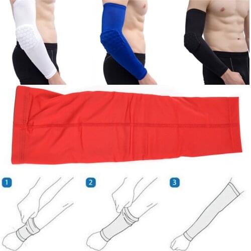 S/m/l/xl Size Elastic Long Sleeve Braces Support Basketball Shooting Elbow Arm Warmers Pad Men Honeycomb Anti-collision Braces