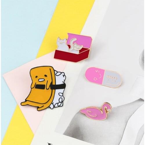 Pink Cartoon Enamel Pin Animal Cat in The Box Goose Pill Brooch Bag Clothes Lapel Pins Cute Badges Jewelry Gift for Kids Friends