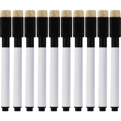 5Pcs/10pcs black School classroom Whiteboard Pen Dry White Board Markers Built In Eraser Student childrens drawing pen