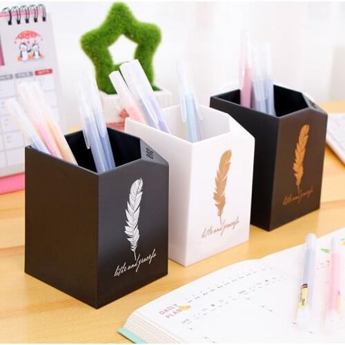 School supplies simple Korean cute square pencil holder organizer pencil organizer office accessories pen holder for desks