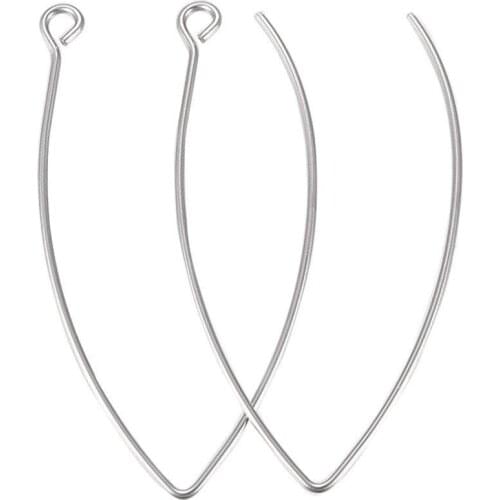 100pcs 304 Stainless Steel Earring Hooks Clasps Findings Components for Jewelry Making DIY Earring 41x22x0.8mm Hole: 2mm