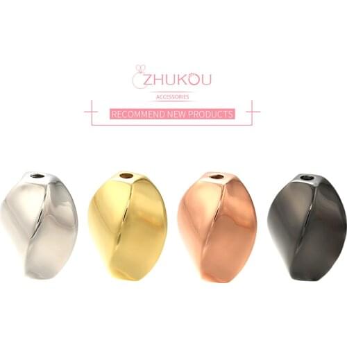 ZHUKOU 16x21mm irregular fashion metal beads exquisite spacer beads for handmade bracelets necklace earrings jewelry making PZ24