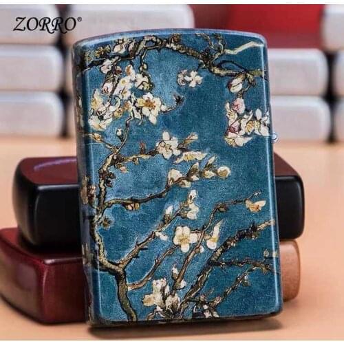 Zorro kerosene lighter windproof color printing van Gogh Apricot sunflower creative lighter color