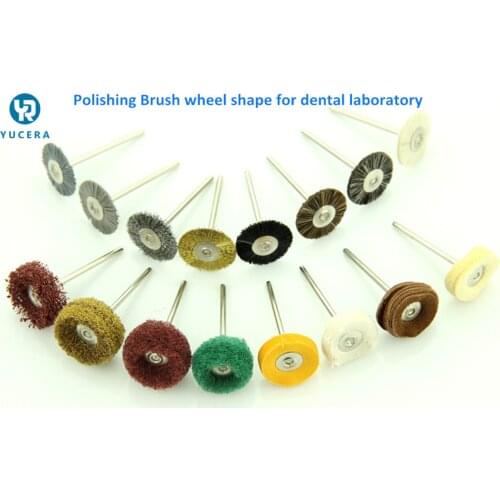 Dental Laboratory Polishing Brush Wheel Shape Rotary Tools 10 PCS Zirconia Brushes With Low Speed HP Shank Pony Goat Buffing