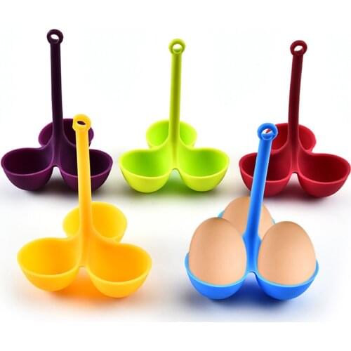 1Pcs Three Holes Silicone Egg Cup Egg Holder Cup Boiler Egg Poacher Food Grade Boiler Holder Cook Poach Eggcup Breakfast Tools