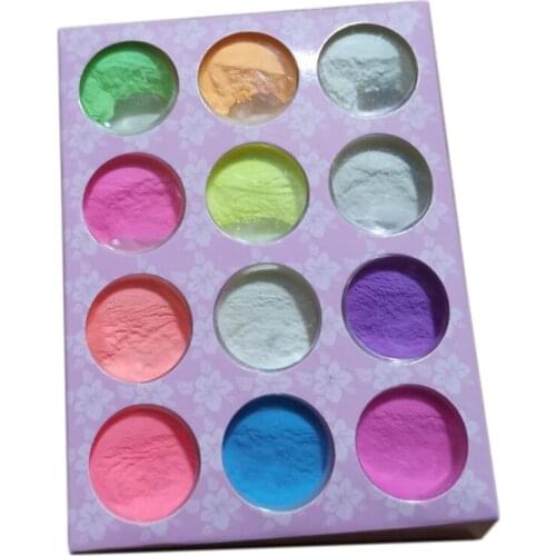12Pcs/Set Neon Phosphor Powder Nail Glitter Dust Luminous PiGMent Fluorescent Powder Nail Glitters Glow in the Dark