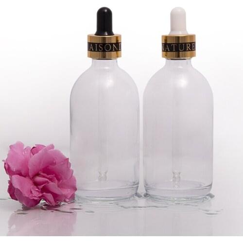 2/6/10PCS 100ml Clear Glass Essential Oil Bottle with Black/White Gule Korean New Cosmetic Essence Refillable Package Container