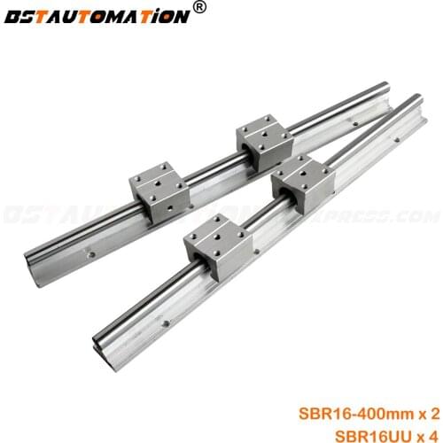2 set 16mm SBR16 Linear round rail 400mm shaft support with 4pcs SBR16UU Bearing Block for cnc parts