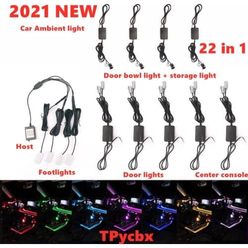 22 in 1 RGB LED Atmosphere Car Light Interior Decoration Fiber Strip Light By App Control Decorative Ambient Lamp Dashboard Lamp