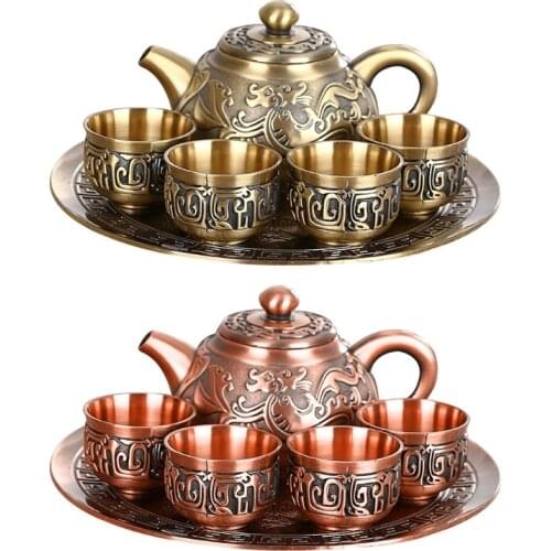 6Pcs/Set Kettle Tray Kit Wedding Home Decoration Gifts Set Dining Bar Barware Gifts Chinese Style Vintage Liquor Set