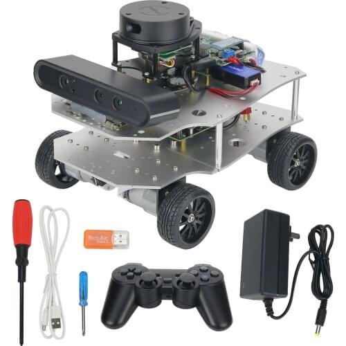 4WD Educational ROS Car Chassis Robotic Car w/ A1 Standard Radar ROS Master For Jetson Nano B01 4GB/ Raspberry Pi 4B 2GB/4GB