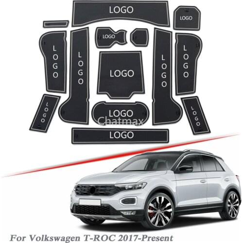 Brand LOGO Car Styling For Volkswagen T-ROC 2017-Present Gate slot pad Interior Door Groove Mat Non-slip dust Mat Accessory