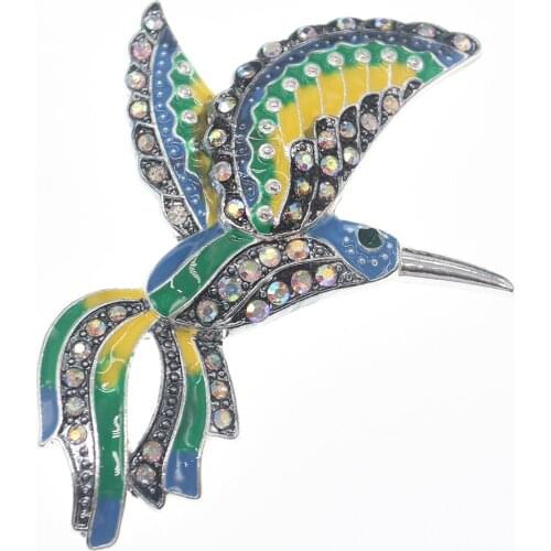 Free Shipping Hummingbird Trochilus Mango Brooches For Women Rhinestone Enamel Animal Brooch