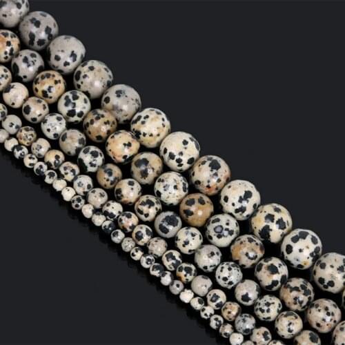 Natural Dalmation Dot Stone Beads 4/6/8/10/12mm Round Beads For Necklace Bracelet Jewelry DIY Making Accessories