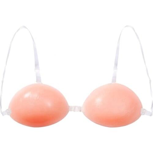 Women Invisible Bra Super Push Up Seamless Self-Adhesive Sticky Wedding Party Front Thick Cup with 2 Clear Straps