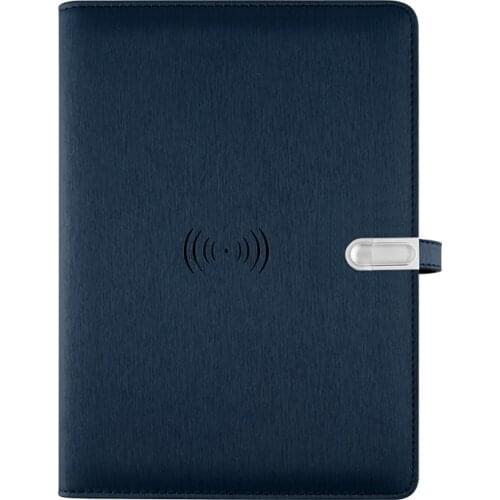 Business Office Present Leather Journal Diary Book Mobiles Power Wireless Charger Notebook With Multifutional Card Slots
