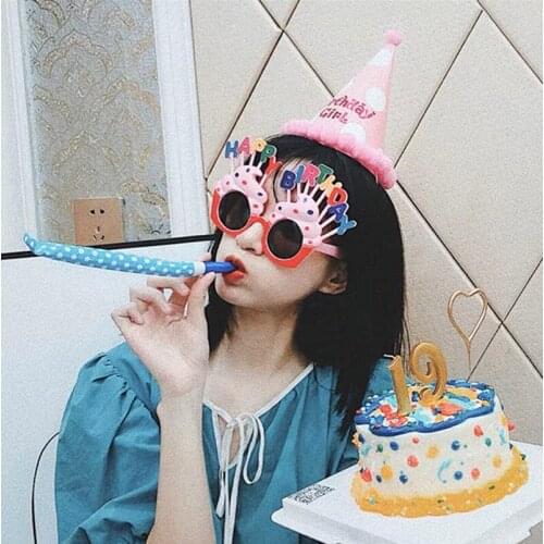 Kids Novelty Birthday Glasses Funny Glasses Party Photo Props Cake Decoration Supplies Summer Carnival Props Practical Jokes