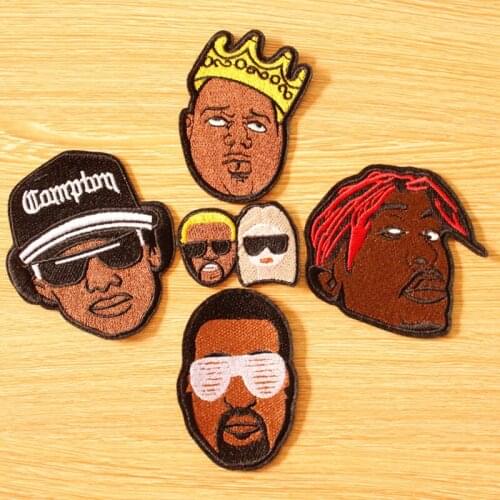 DIY Rock Band Music Patch Punk Embroidered Patches For Clothing Iron On Patches On Clothes Singer Head Portrait Patch Stripe