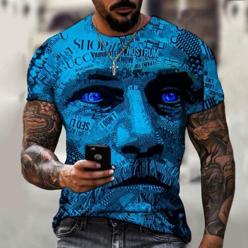 2021 New Summer Casual Tops Vintage Warrior Avatar Print Oversize Men T-shirt Short Sleeve O-neck Fashion Streetwear Men T Shirt
