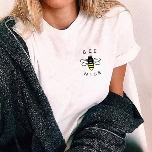 Cute Bee Nice Pocket Colored Print T-shirt Casual Summer O-Neck Graphic Tee Shirt Top Stylish Women Inspirational Quote Tshirt