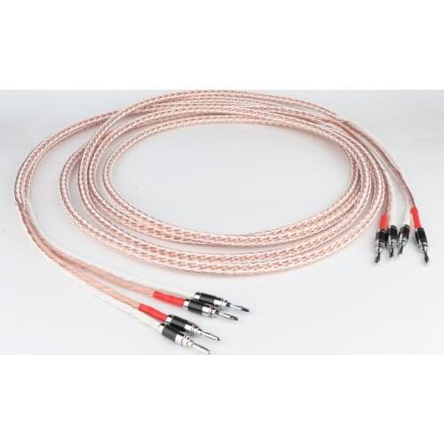 Hifi Audio OCC single silver Plated Twisted Speaker Cable Loudspeaker Cable Hifi Carbon Fiber BFA Connector cable