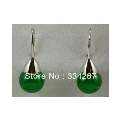 Hot sell new - Natural ! Green jade new Round Shape Earring