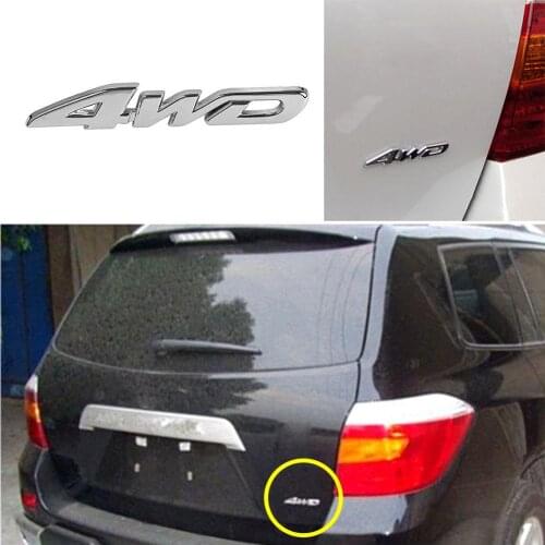 3D Chrome Metal 4WD Car Auto Tailgate Sticker Trunk Lid Emblem Badge Decal Auto Sticker Decal Decorate Sticker Accessories