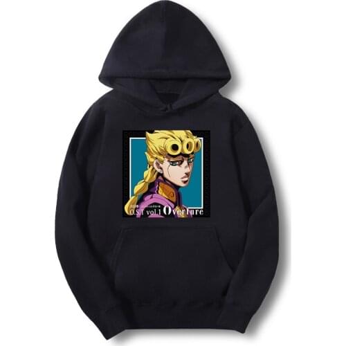 Jojo Bizarre Adventure Anime Unisex Hoodie Sweatshirt Harajuku Fashion Golden Wind Streetwear Women Hooded Giorno Giovanna Jump