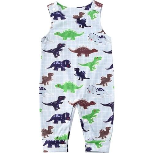 Pudcoco Newborn Baby Girl Clothes Rompert Cotton Dinosaur print vest jumpsuit Sleeveless Romper Jumpsuit Soft Outfits One-Piece