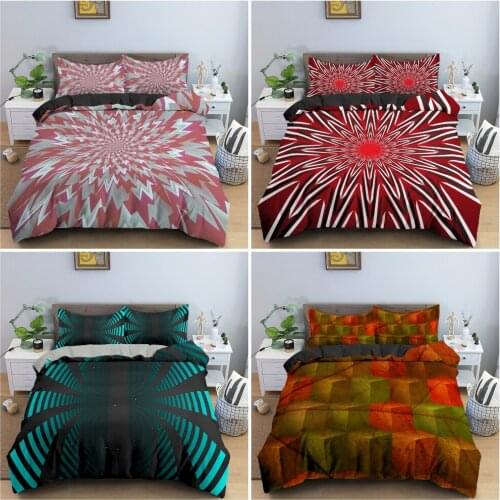 2/3Pcs Geometry Pattern Bedding Set 3D Printed Duvet / Quilt Cover Set King Queen Twin Single Size Home Textile Bedroom Decor
