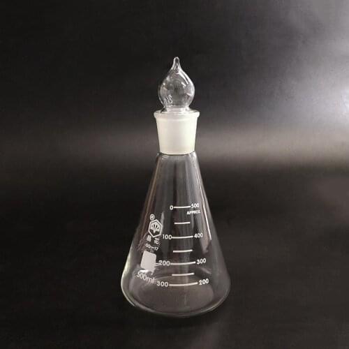 Conical flask with standard ground-in glass stopper,Capacity 500ml,joint 29/32,Erlenmeyer flask with standard ground mouth