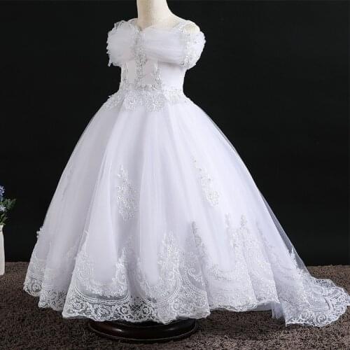 Lace Flower Girl Dresses for Girl Embroidered Ball Gown Children Wedding Party Dress Girls Princess Girl Dresses On Stock