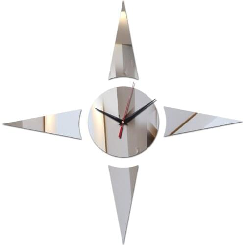 New limited-limited hot sale Modern time love diy mirror wall clock watches living room Acrylic needle