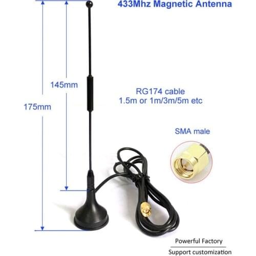 New arrival copper vibrator electromagnetic Omni cb 433Mhz with RG174 /1.5M cable SMA male connector 1PCS