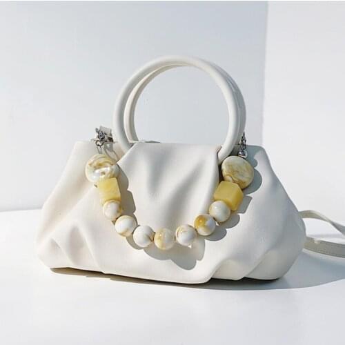 Pleated Small Totes With Ring Handle 2021 Summer New PU Leather Womens Designer Handbag Luxury Brand Shoulder Messenger Bag